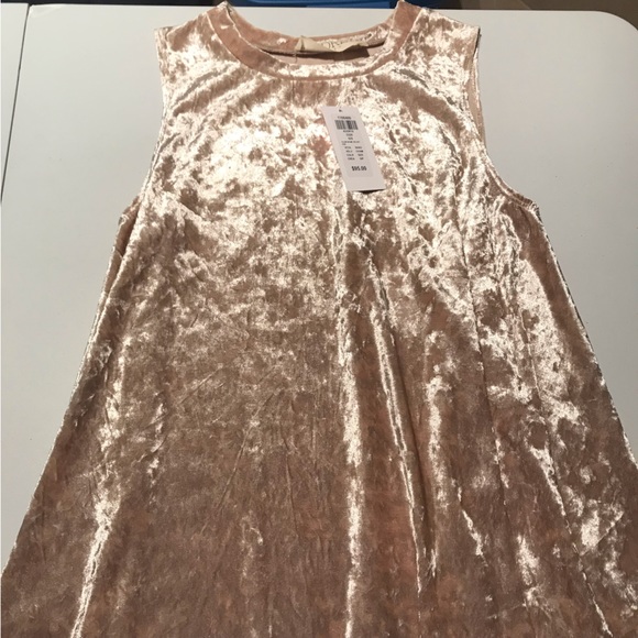 NWT Honey Audrey 3+1 Flow With Me Velvet Mini Dress in Champagne - Picture 2 of 7